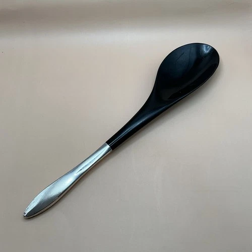 Towle Vespera 1961 Sterling Handle Salad Serving Spoon Black Plastic Bowl 12in