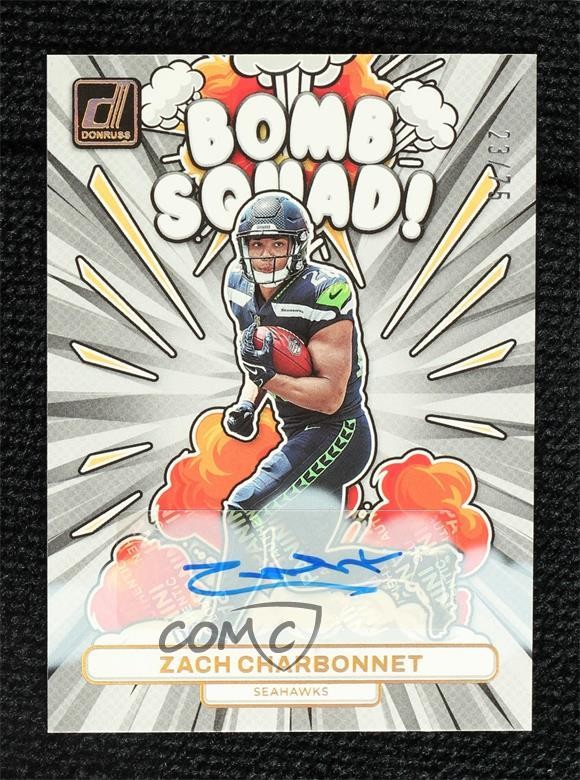 2023 Panini Donruss Bomb Squad 23/75 Zach Charbonnet #BS-30 Rookie Auto RC 2o0