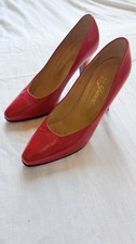 Vintage Garolini Mes Amis Red Leather Pumps Heels Italy Women s 7 M 80s