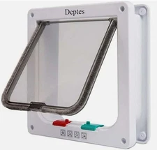 4 Way Pet Door Cat Puppy Dog Magnetic Lock Lockable Flap Door Frame Magnetic ABS