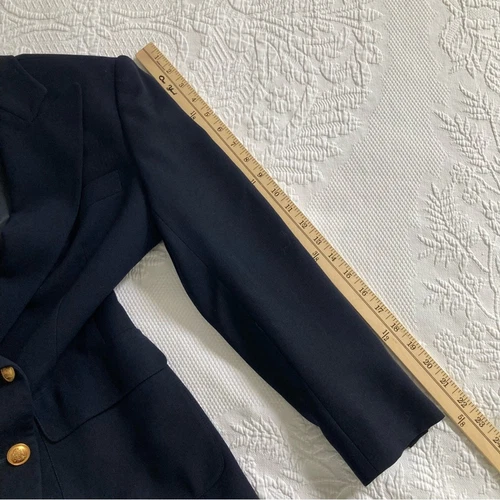 Ralph Lauren Vintage 90s navy blue blazer preppy worsted wool gold buttons 2P - Picture 11 of 12