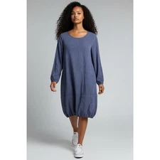 Alise ONeal Apparel Blue Bubble Hem Long Sleeve Midi Dress Size S