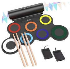 Electronic Drum Set, Roll Up Drum Practice Pad Midi Drum Double-Horn Colorful