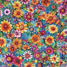 Groovy Garden Fabric 1 45" Wide 100 Premium Cotton Digital Print By The Yard