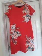 Joules Riviera Print Dress UK 12 Floral Cotton Short Sleeve Shift Midi VGC