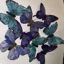 VTG• 2000’s Macy’s Holiday Lane Butterfly Feather Christmas Ornaments• Lot of 13