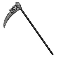 Halloween Grim Reaper Scythe Prop, Skull Painted Costume Accessory