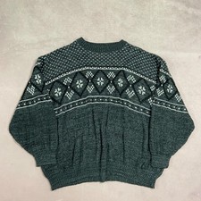 Vintage Knitted Jumper Abstract Patterned Grandad Knit Sweater Men's 2XL