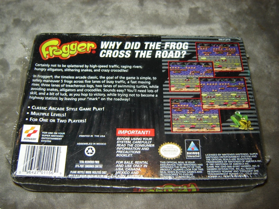 SNES Frogger Sealed Excellent Condition Super Nintendo 1997 Hasbro Never opened - Image 2 of 4