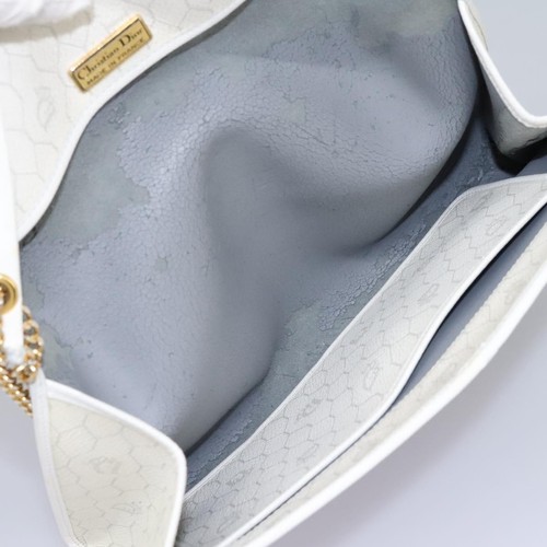 Borsa a tracolla Christian Dior tela nido d'ape catena PVC pelle bianca originale KD140 - Foto 11 di 24