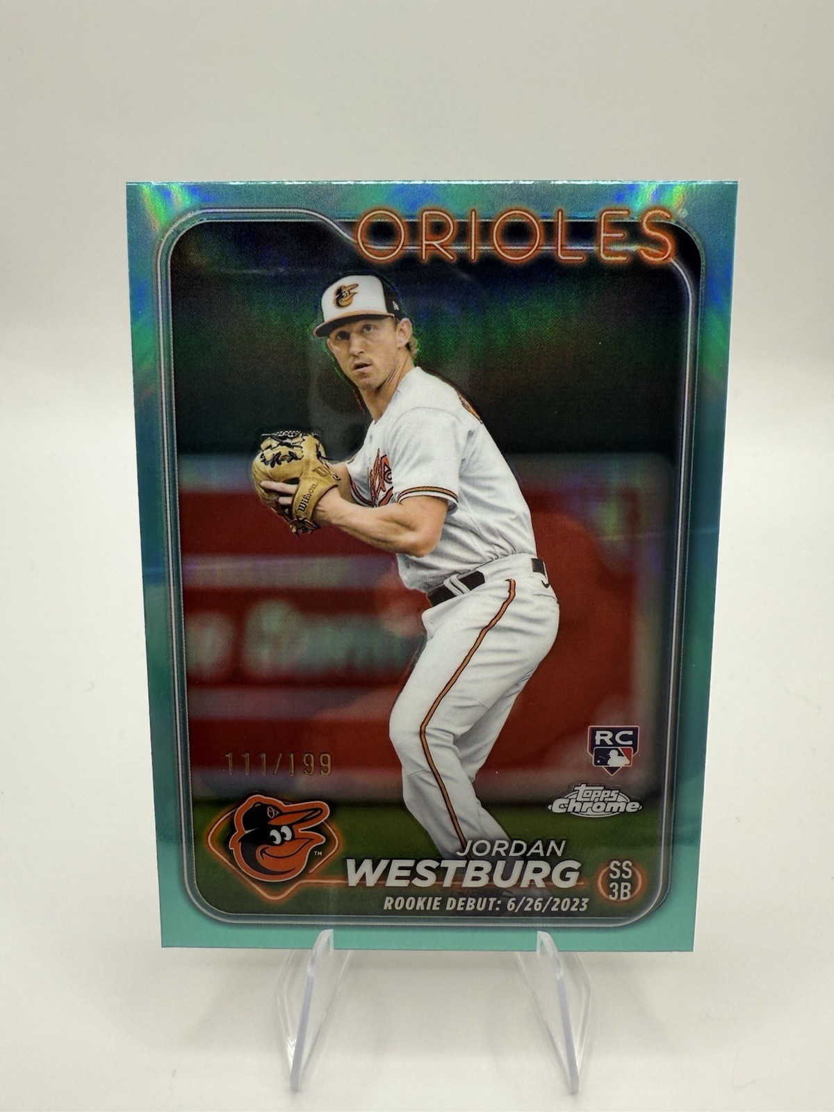 2024 Topps Chrome - JORDAN WESTBURG #277 Aqua Refractor 111/199 (RC) Orioles