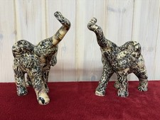 Elephant Ornaments x2 Collage Safari patchwork Decoupage trunk up zebra 8.5"