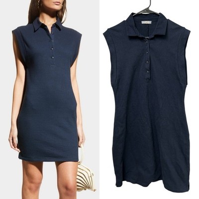 Rag & Bone Mckenna Polo Mini Dress Navy Blue Cotton Size L