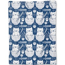 Ramen Noodle Cat Flannel Blanket - Cute Bowl Food Throw,Gifts for Girls Foo...