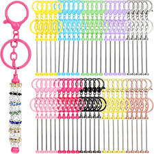50 Pcs Beadable Keychains Bulk Kit, Cute DIY Keychain Making Supplies with Metal