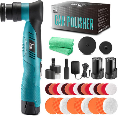 Cordless Mini Car Polisher Buffer, 6 Speeds, 2Pcs 2000Mah 1/3Inch Orbital and Ro