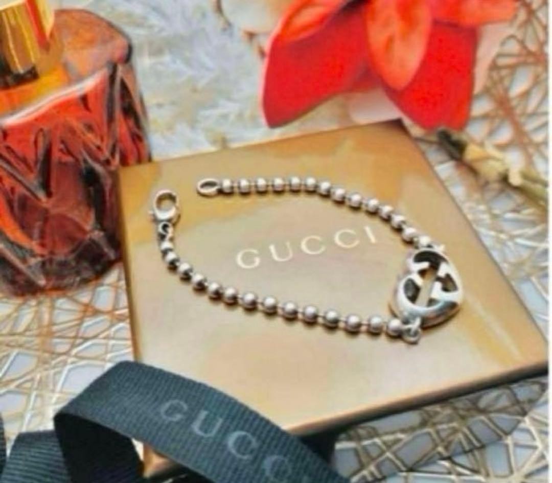GUCCI Interlocking Heart Ball Chain Bracelet 17cm… - image 3