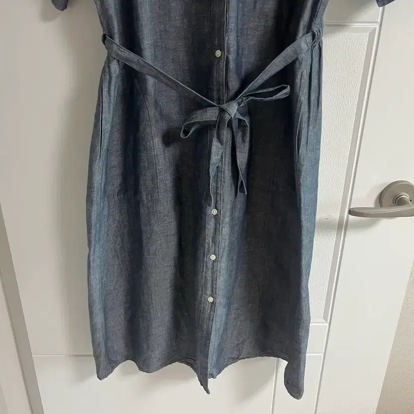 Vintage Uniqlo Short Sleeve Long Ribbon Linen Dress, Size L thumbnail 5