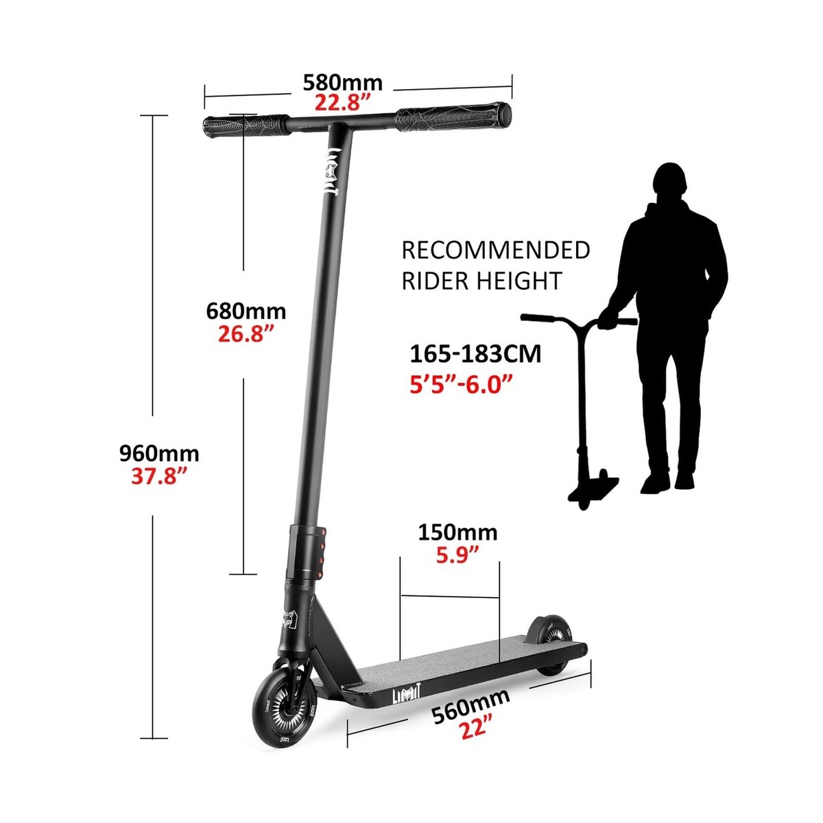 Limit LMT23AZ Pro Trick Street Scooter for Tall Adult and Teens