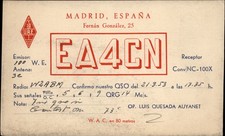 QSL radio card EA4CN 1953 Madrid Spain Luis Quesada Auyanet Diamond Box