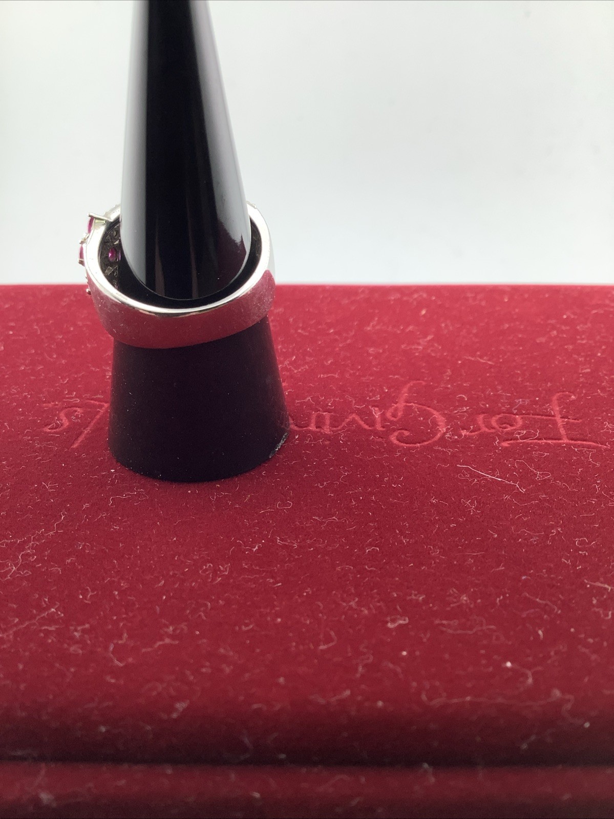 Ruby and white quartz ring sterling silver sz 8 w… - image 3