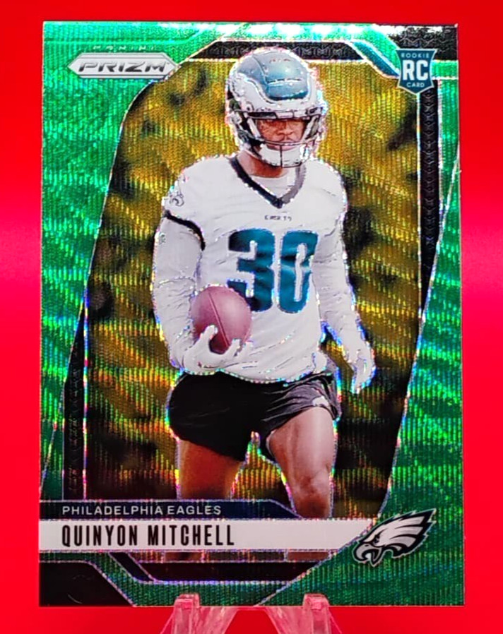 2024 Panini Prizm Football #381 Quinyon Mitchell RC (Eagles) Green Wave Prizm