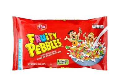 Post Fruity PEBBLES Breakfast Cereal, Gluten Free, Sweetened Puffed Rice, 32 oz