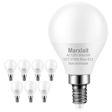8 Pack E12 Ceiling Fan Light Bulbs, 60W Equivalent, Warm White 2700K, Small B...