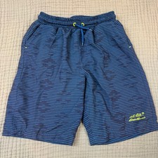 Eddie Bauer Swim Trunks Shorts Blue Boys 7 8 Drawstring Waist