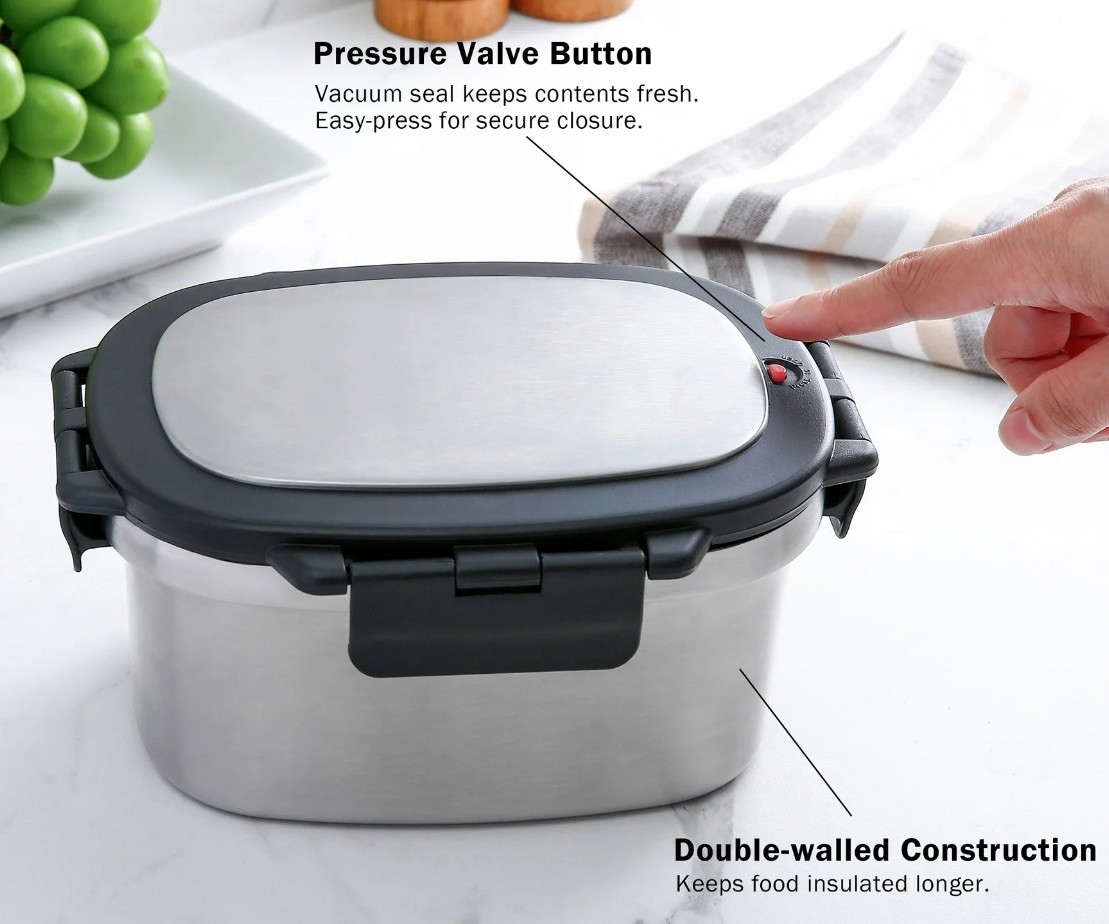 33 Oz Rectangular Insulated Food Container Removable Divider