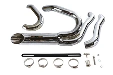 Chrome Wyatt Gatling 2 into 1 Exhaust Pipe Header Kit fits Harley Davidson
