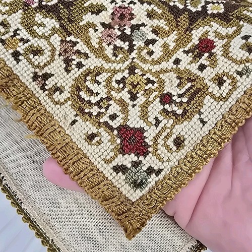 2 alte antike Tischsets Handarbeit Kreuzstich Nadelspitze - Bild 6 von 14