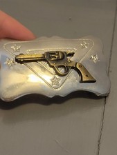 Revolver Belt Buckle Western Pistol Gun Chambers Belt Co. Metal