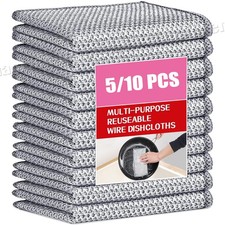 3~10 Pack 20x20cm Silver Mesh Dishcloths Non-Scratch Wire Cleaning Cloth WideUse