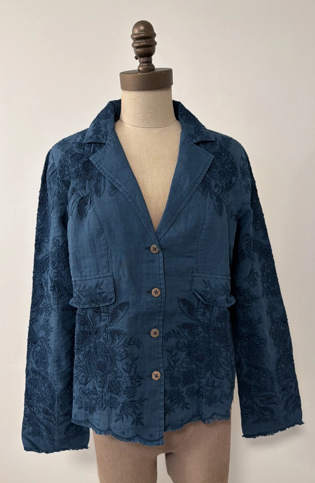 NWT Sundance Catalog Womens Dark Teal “Teresa Lace Jacket” Size M