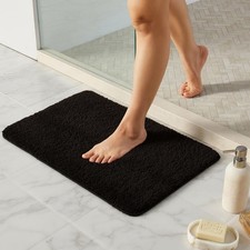 TYUU Black Bathroom Rug, Ultra Soft Bath Rugs Non Slip Washable, Super Absorb