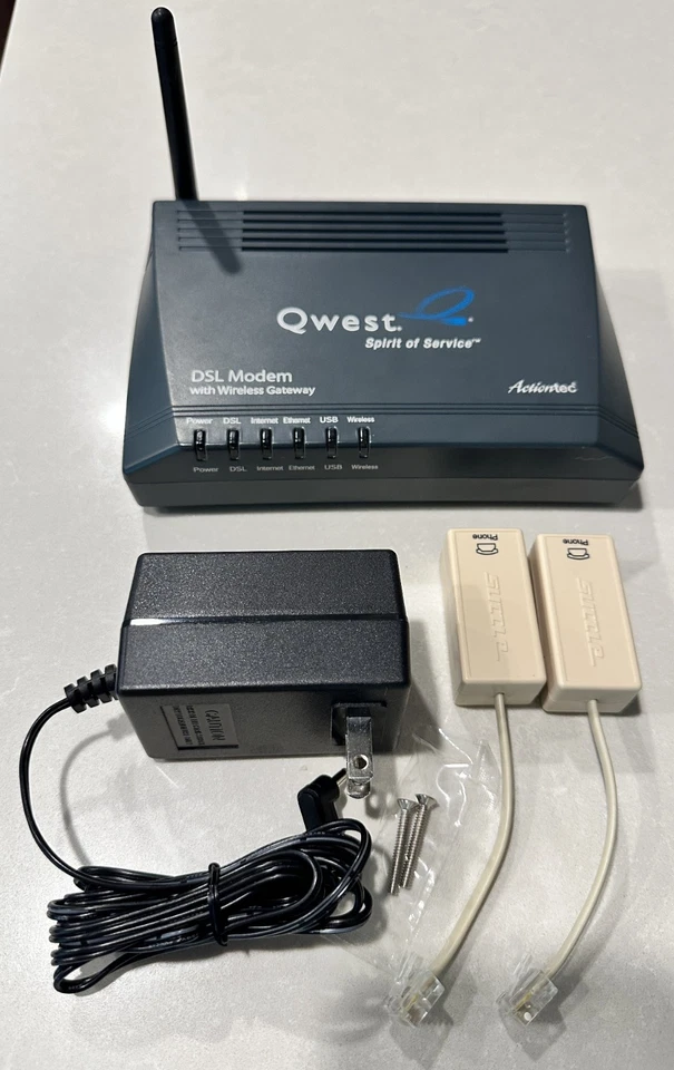 Módem DSL de 1 puerto ACTIONTEC GT701-WG 54 Mbps con router inalámbrico G Gateway Qwest Foto 2 de 3