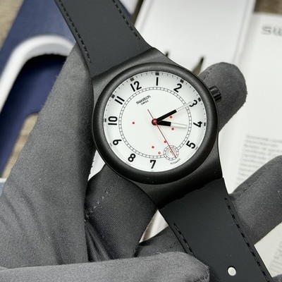 NEW AUTOMATIC  Swatch SISTEM CHIC Black Silicone Men's Watch SUTB402