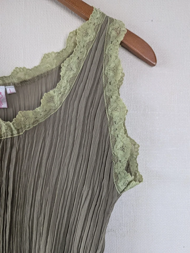 VTG Y2K Pretty Angel Sz L Silk Romantic Boho Fairy Coquette Feminine Lolita Cami - Image 3 of 4