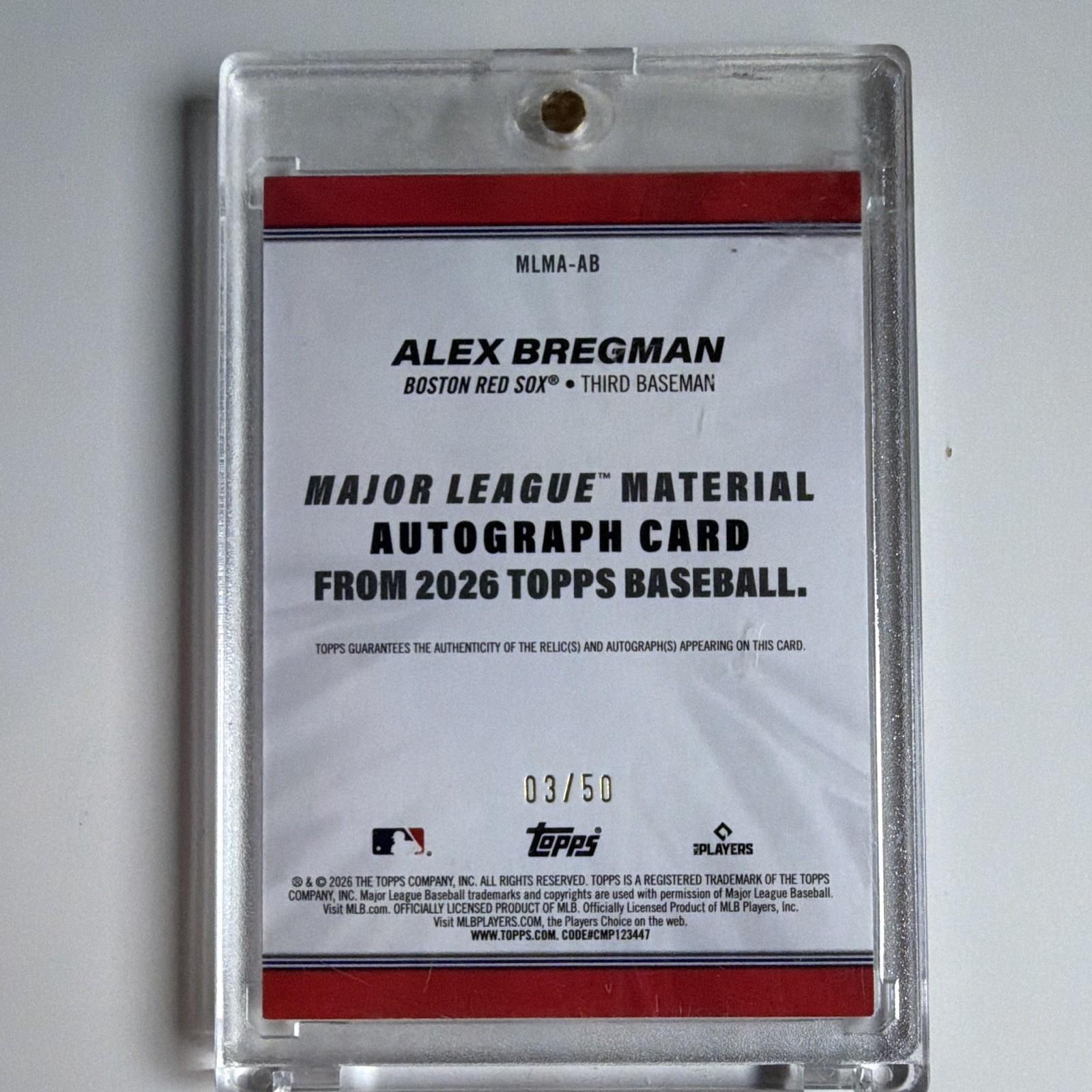 Topps 2026 Baseball Alex Bregman Red Sox Major League Material Auto ...