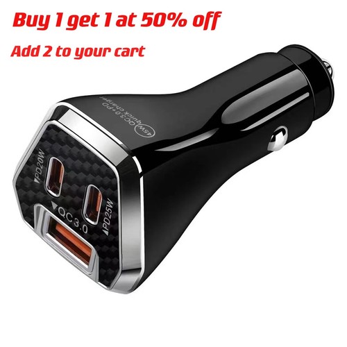 45W QC 3.0 3-Port Quick Charging Adapter Fast Car Charger TypeC PD+USB For Phone - Picture 2 of 21