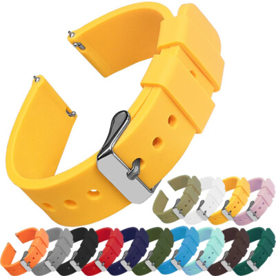12mm 14mm 16mm 18mm 20mm Strap Bracelet Watch Band Belt Quick Release Silicone