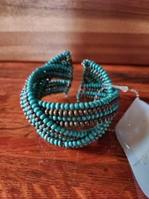 Charlotte Russe Wrap Bracelet Blue Brown Beaded Boho Jewelry Fashion Modern Bead