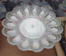 Vintage Indiana Glass Co. Clear Glass Hobnail Deviled Egg Serving Tray
