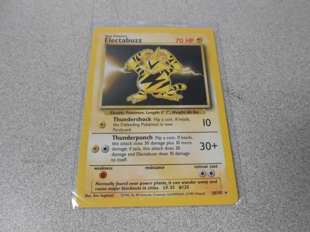 RARE Pokemon Electabuzz Base Set 1999 20/102 Card