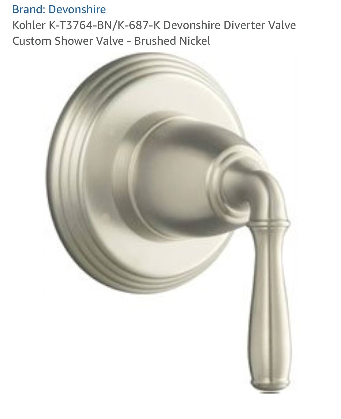 Kohler T376-4-BN Devonshire Trim for Transfer Lever Handle -