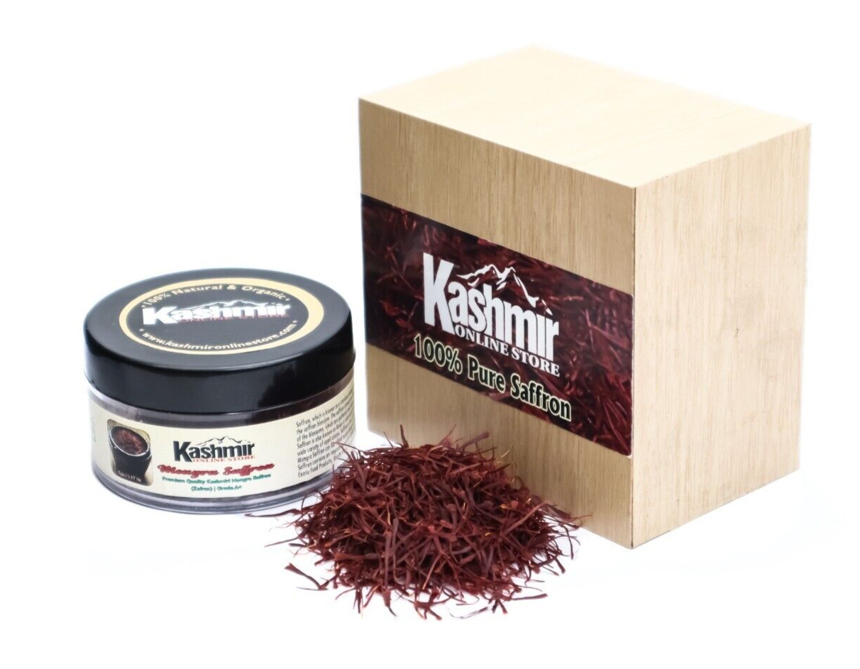 Caja de especias Kesar original de azafrán de cachemira rojo de calidad...