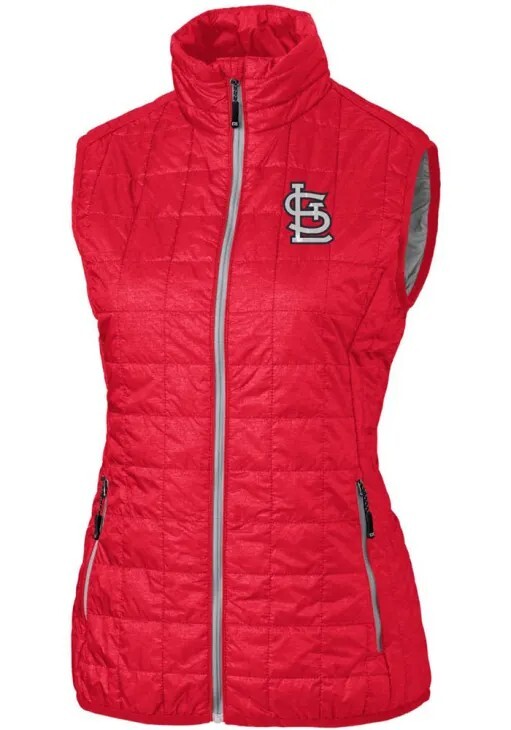 CUTTER AND BUCK ST LOUIS CARDINALS WOMENS RED RAINIER PRIMALOFT PUFFER ...