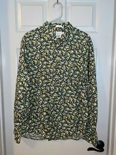 J.Crew Slim Fit Floral Shirt L Secret Wash 100s Yarn Cotton Ditsy Black Top