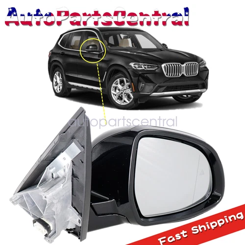 For BMW X3 2018-2023 2024 Black Right Passenger Mirror Side With Blind Spot
